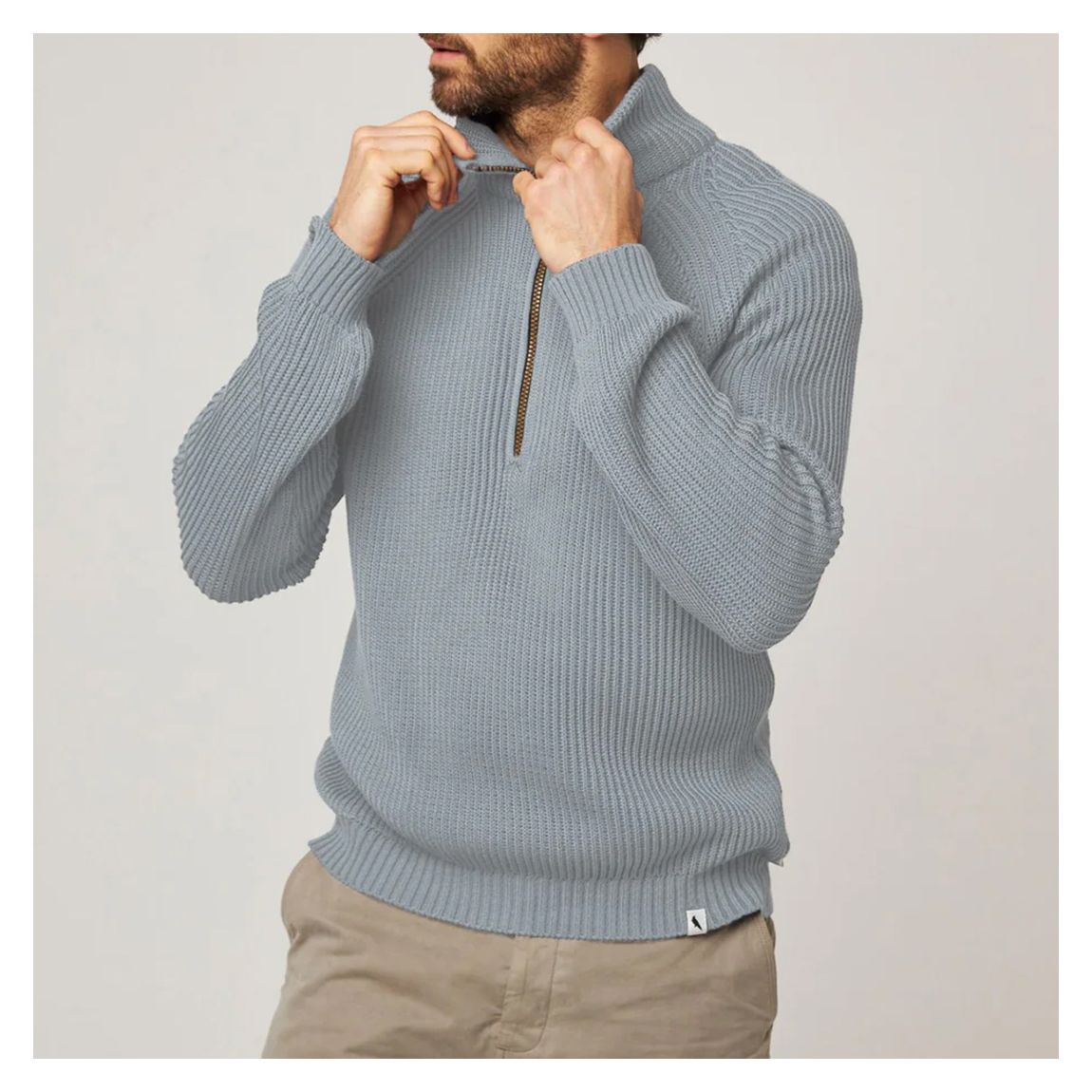 Light Blue Felix 1/4 Zip Cotton Jumper main product photo