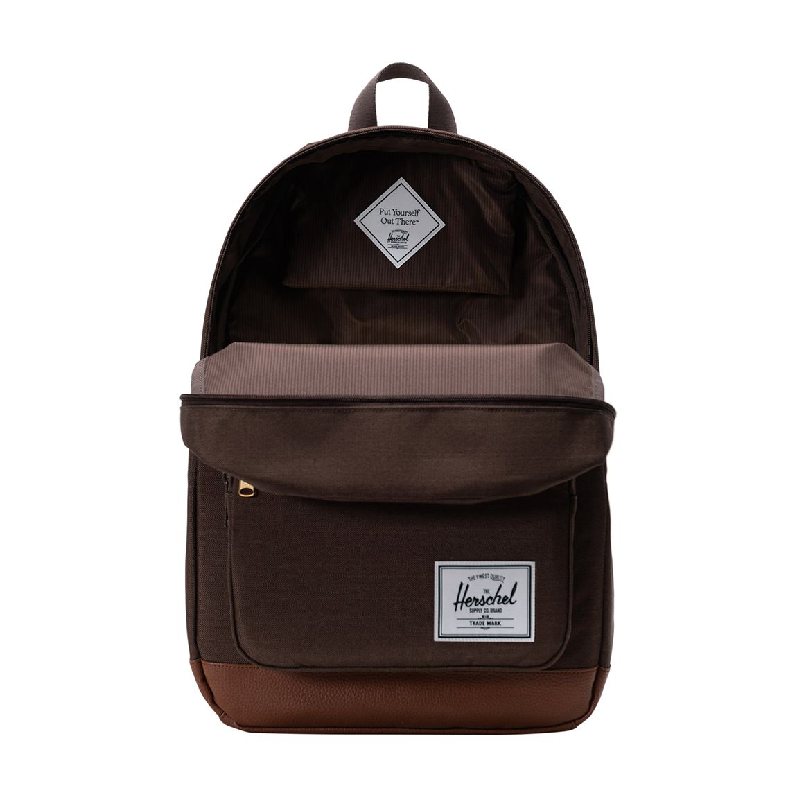 Chocolate Brown Crosshatch/Tan Pop Quiz Backpack main product photo