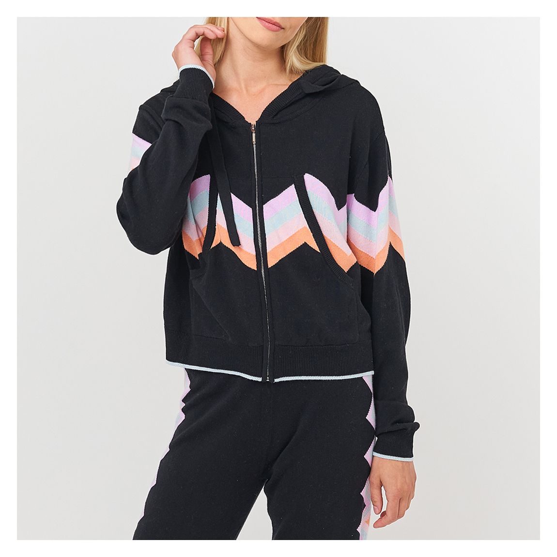 Black/Multi Ziggy Crop Zip Hoodie main product photo