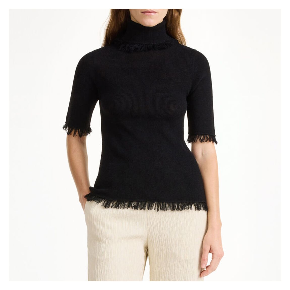Black Jaxa Wool Roll Neck Top main product photo