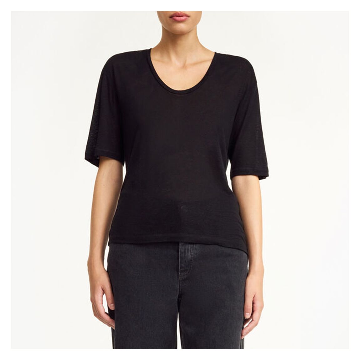 Black Amaringa Linen Blend T-shirt main product photo