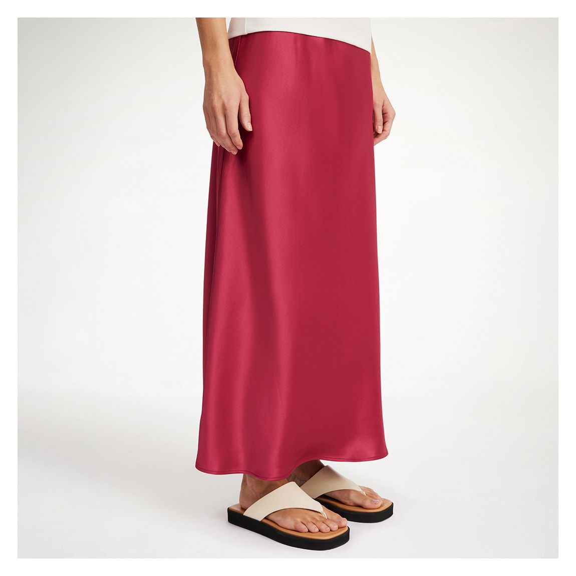 Pink Boshan Satin Midi Skirt main product photo
