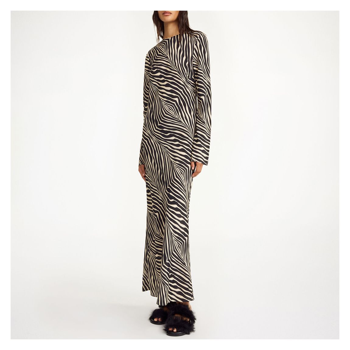 Black Zebra Print Parise Silk Blend Dress main product photo
