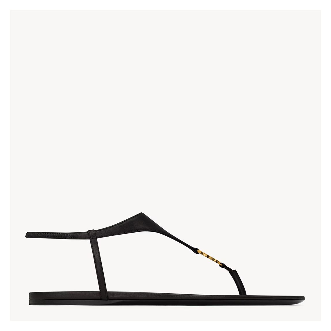 Women's Black Cassandra Leather Flat Sandals main product photo