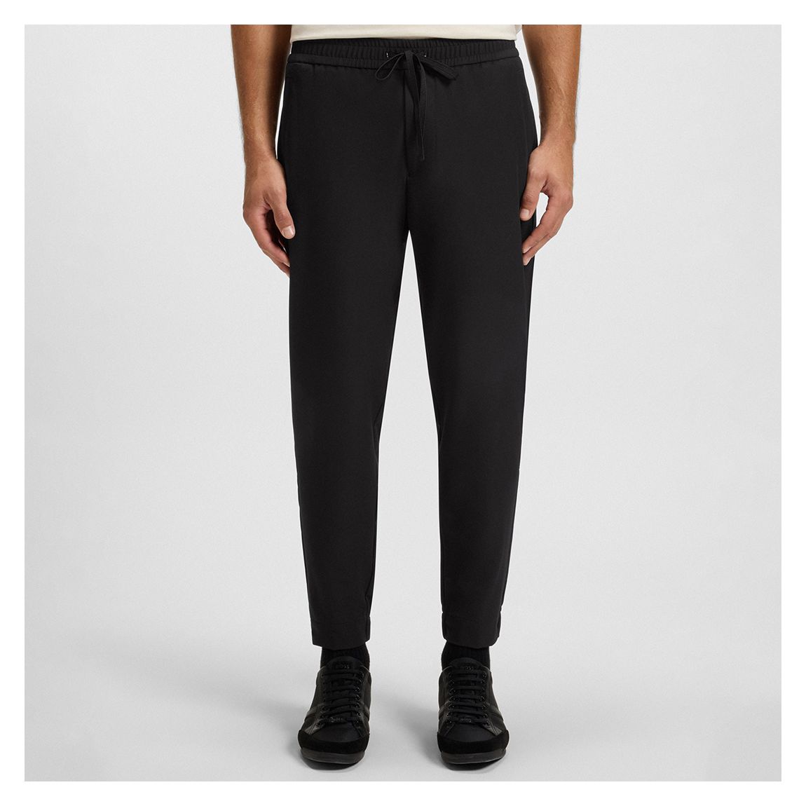 Black Drawstring Tapered Trousers main product photo