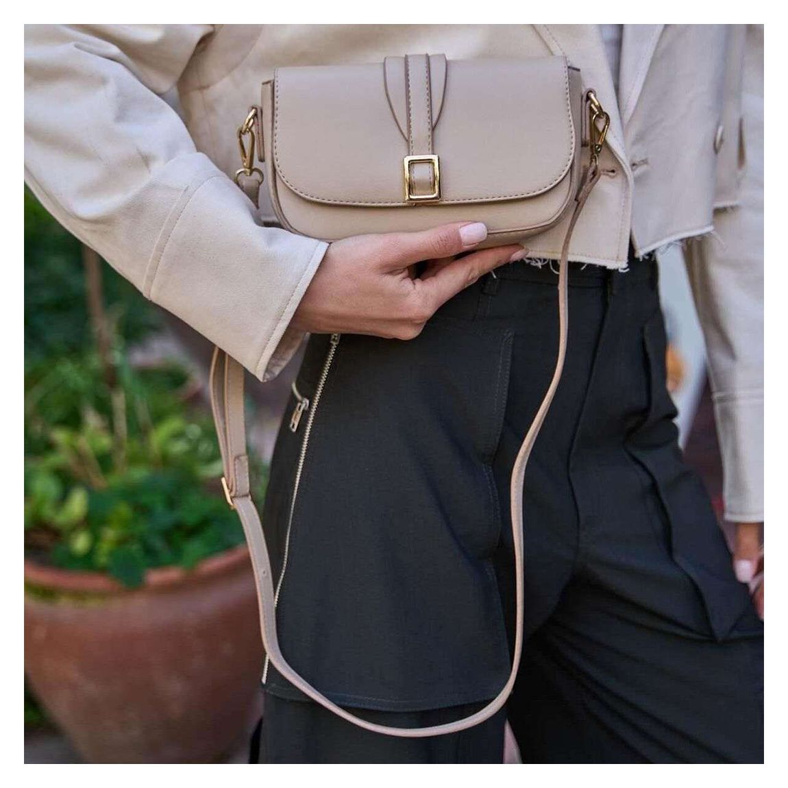 Beige Leather Shoulder Bag main product photo