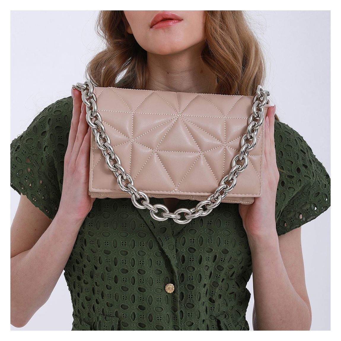 Beige Leather Shoulder Bag main product photo