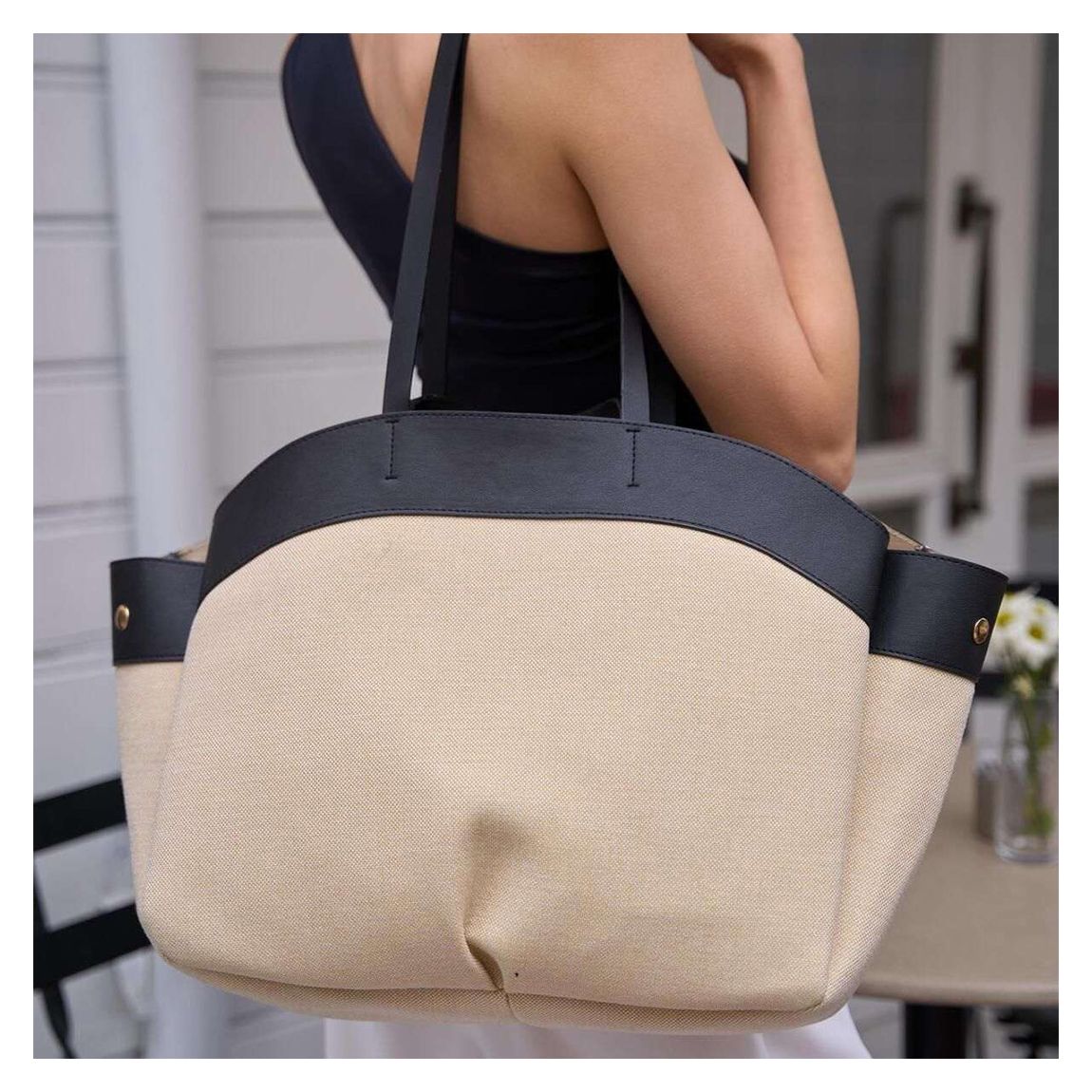 Cream Leather Shoulder Bag main product photo