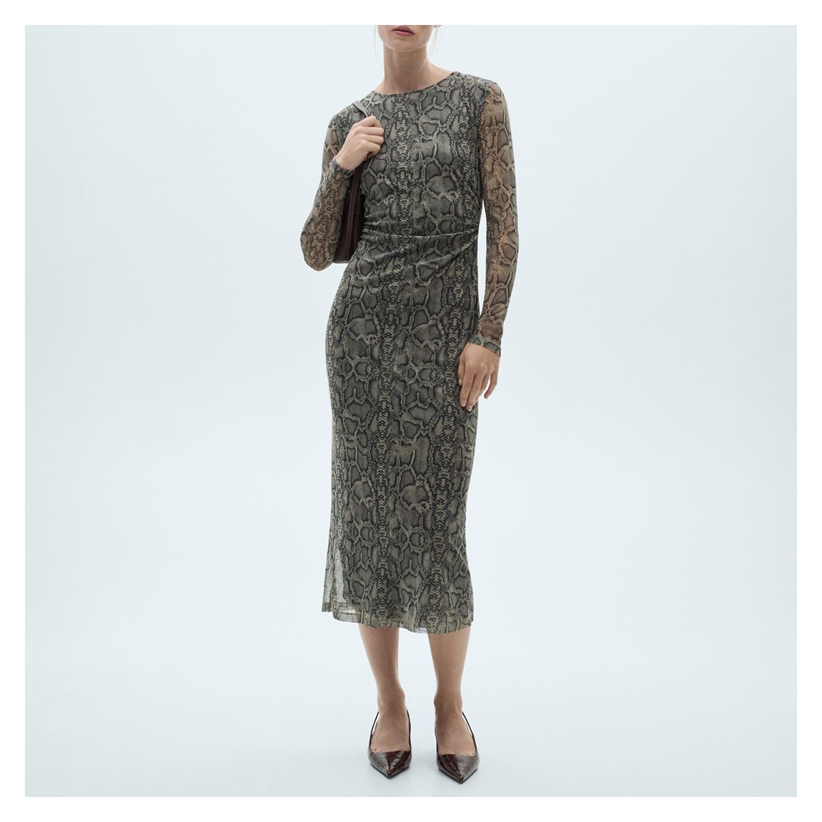 Grey Animal Print Mesh Dress main product photo