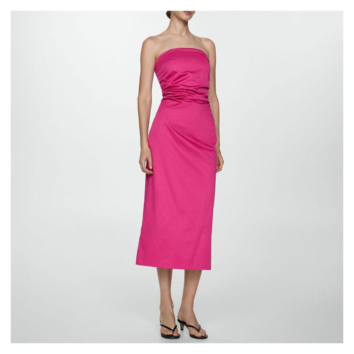 Pink Draped Strapless Dress main product photo