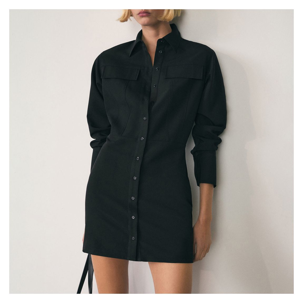 Black Mini Shirt Dress main product photo