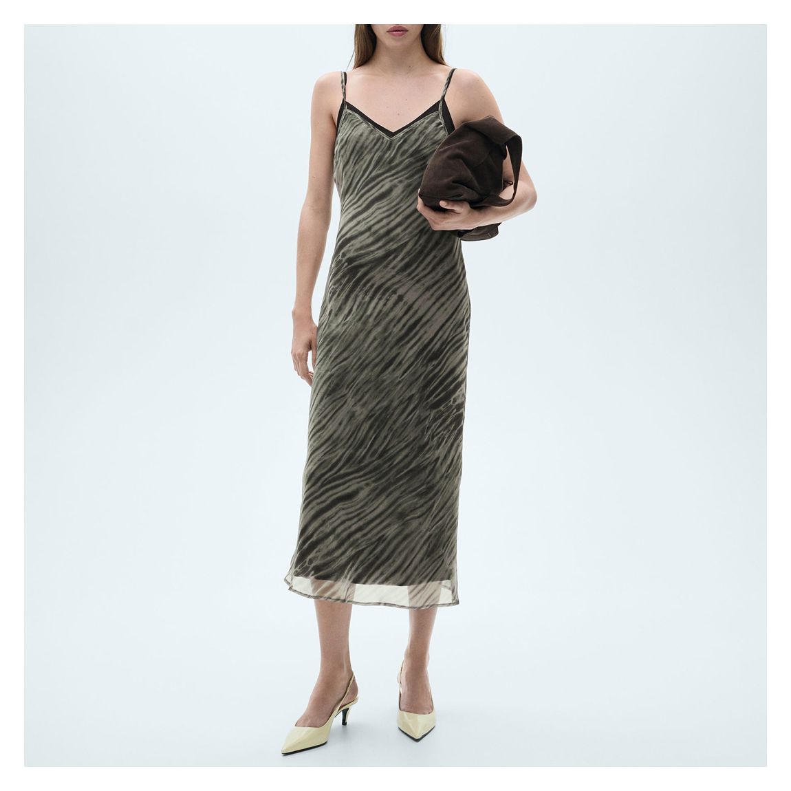 Green Printed Dress With Double Straps main product photo