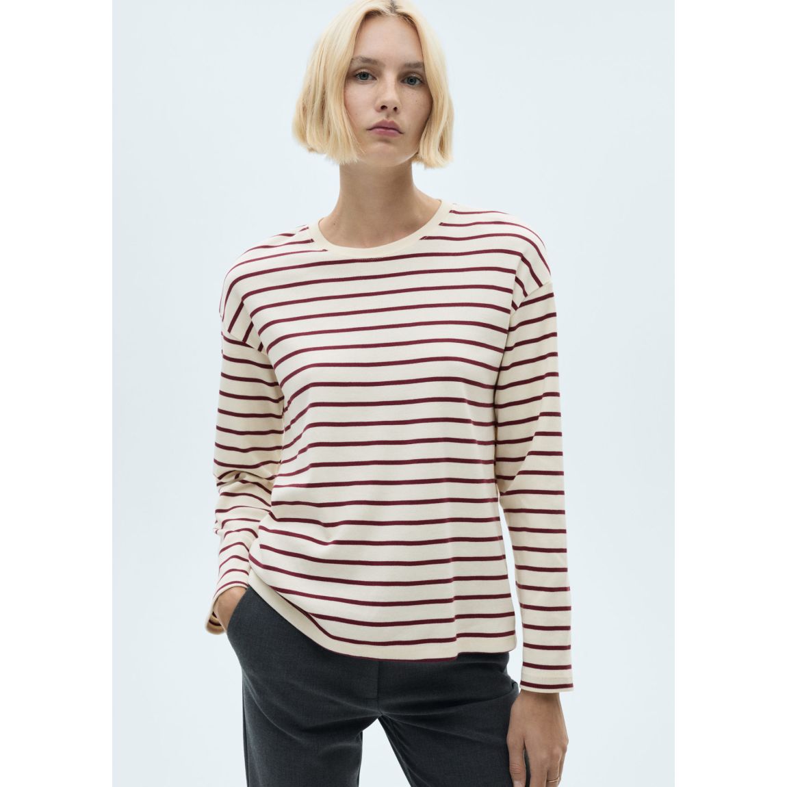 Burgundy Striped Knitted Sweatshirt main product photo