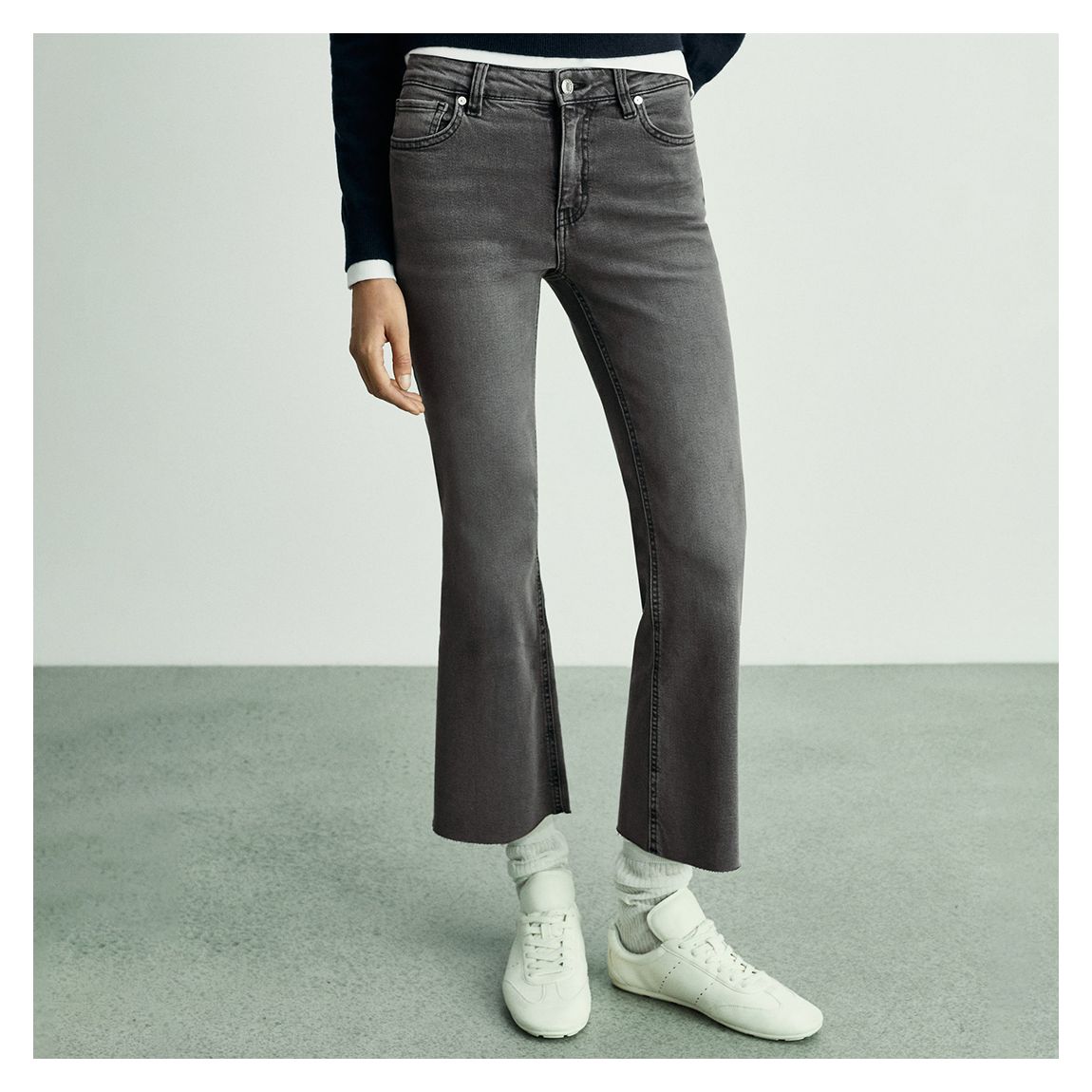 Denim Grey Sienna Flared Cropped Jeans main product photo