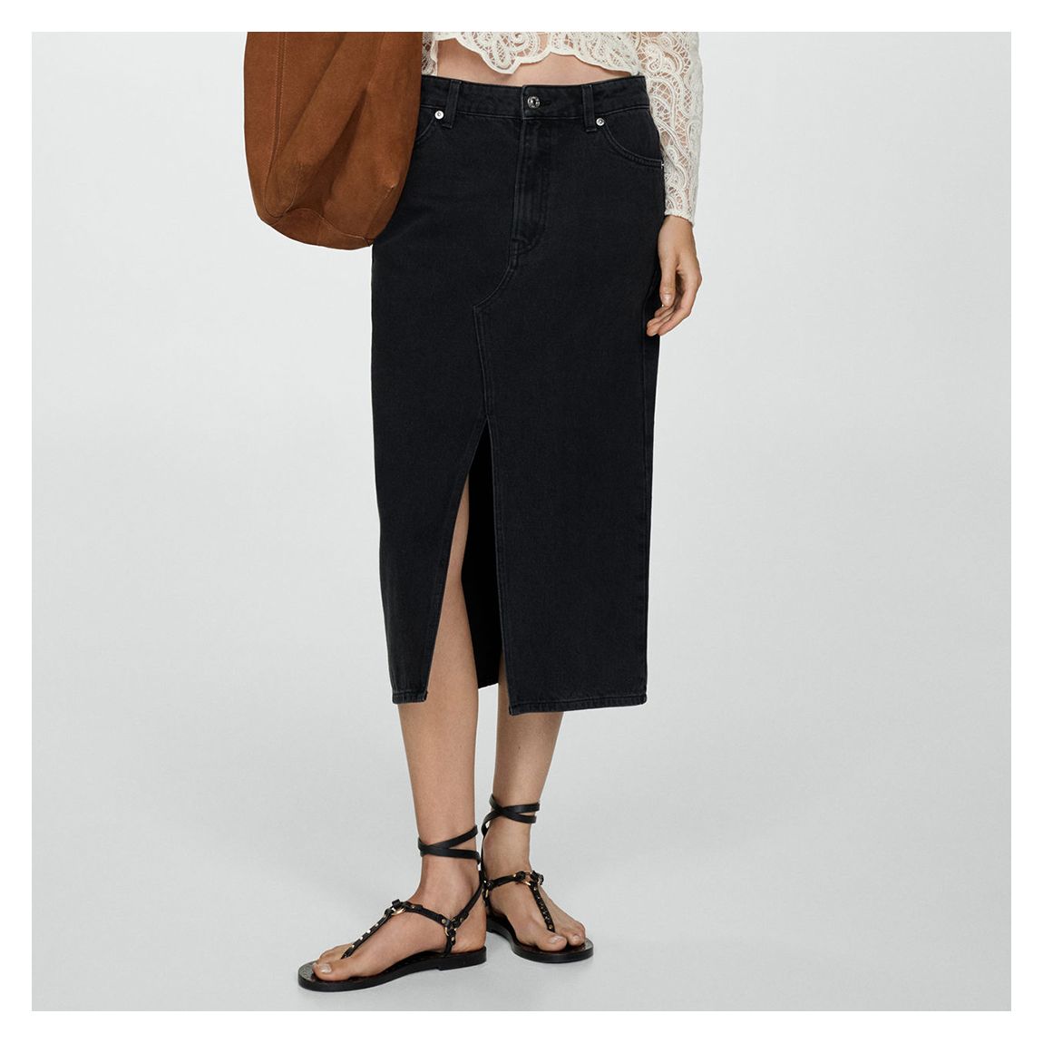 Black Denim Denim Midi-Skirt main product photo