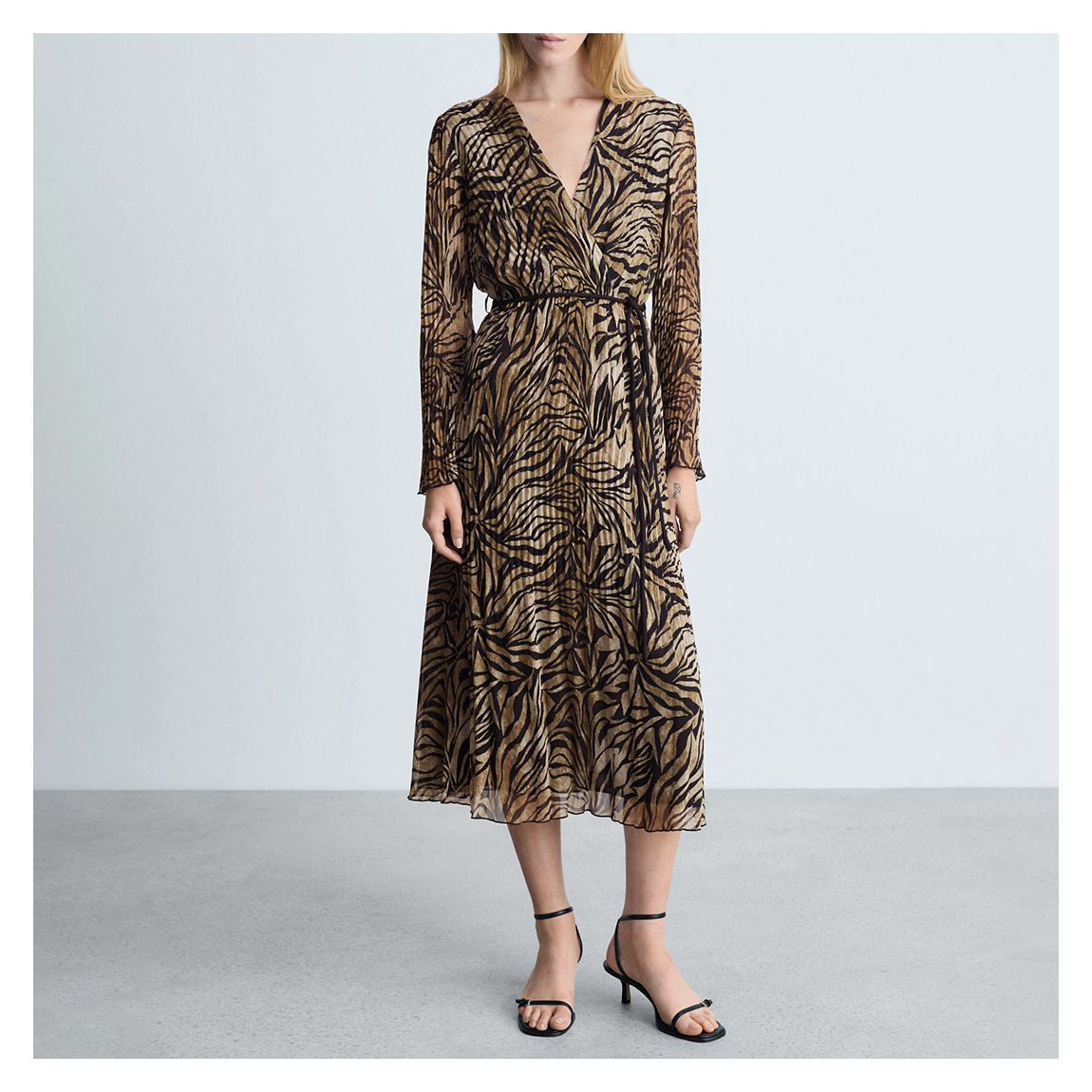 Brown Leopard-Print Dress With Bow main product photo