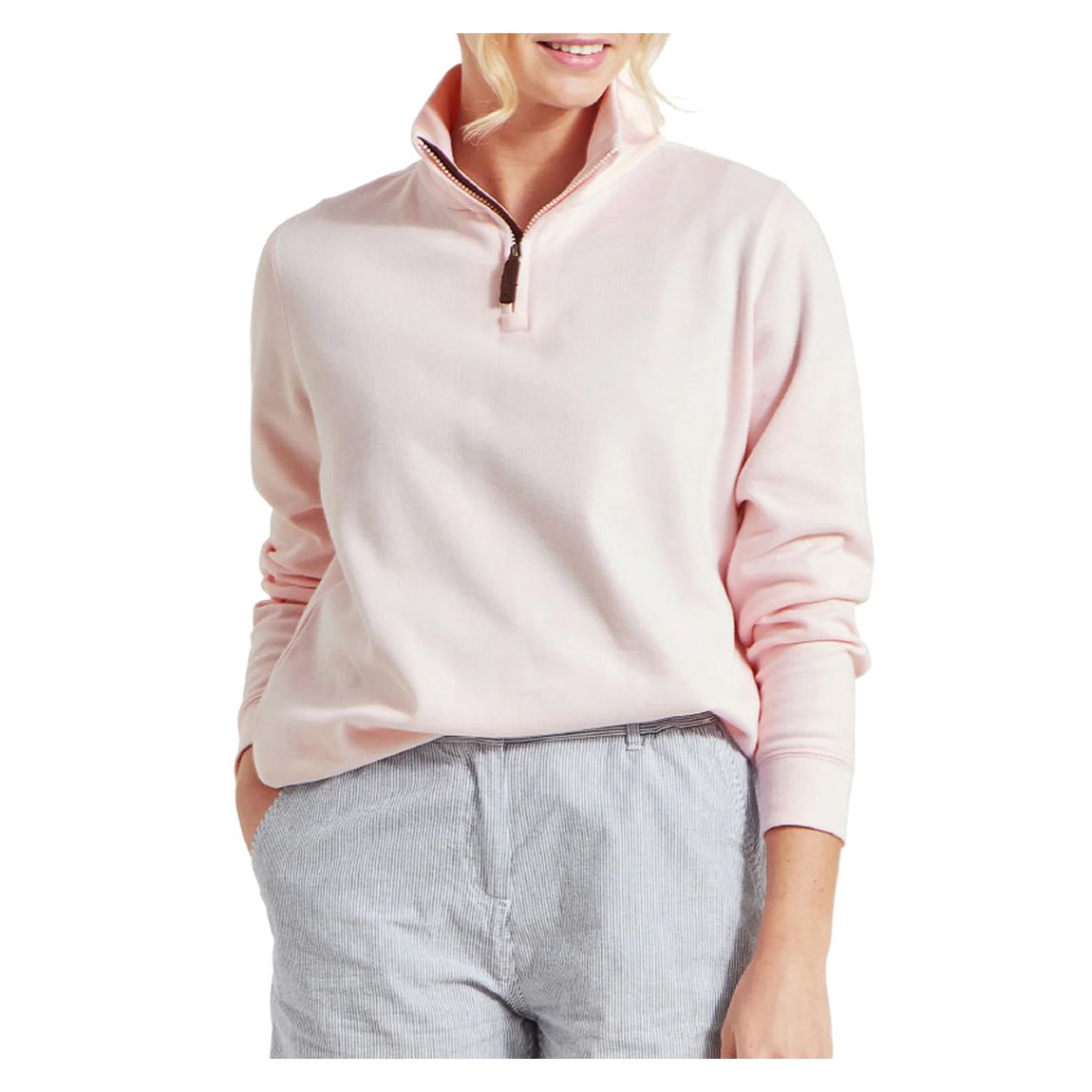 Pale Pink Appletree Bay Quarter Zip Sweatshirt main product photo