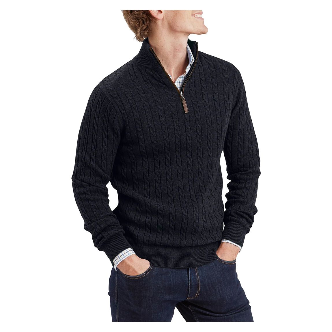 Charcoal Calton Cotton-Cashmere Cableknit Jumper main product photo