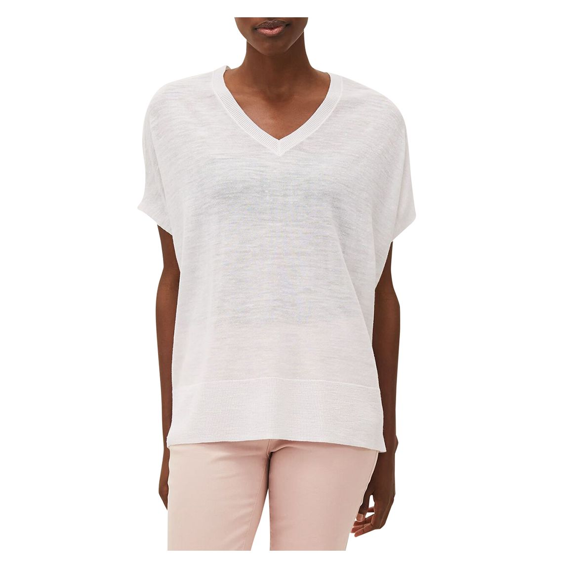 Ivory Sukie V-Neck Linen Blend Top main product photo