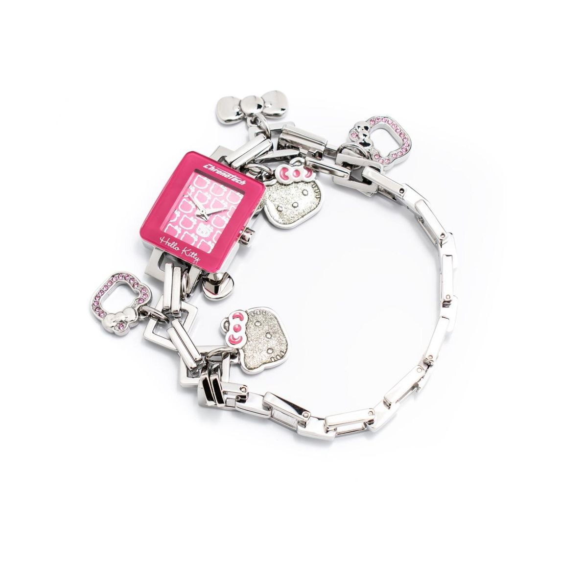 Hello Kitty Charm Watch Pink Square Face Wo - Silver Watches main product photo