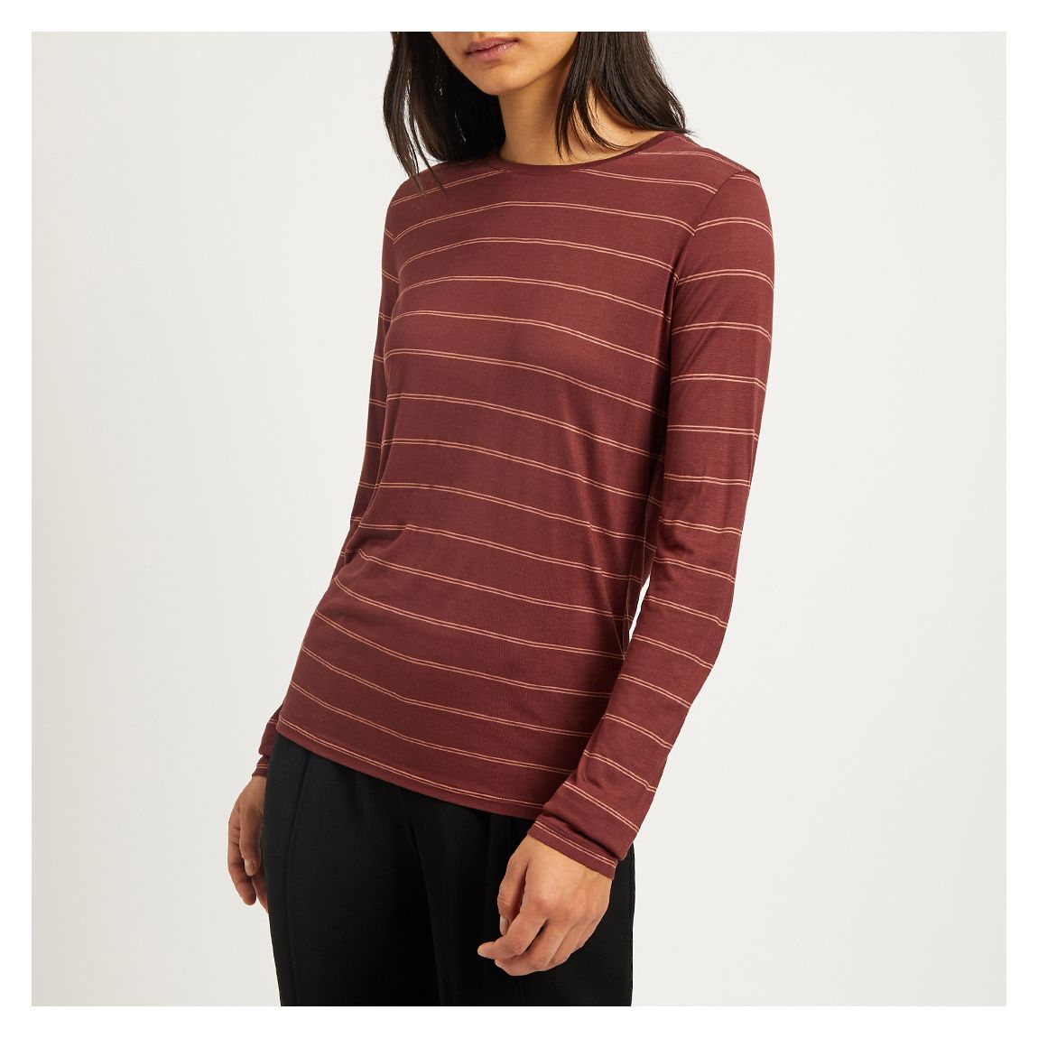 Deep Red Multi Stripe Crew Neck Top main product photo