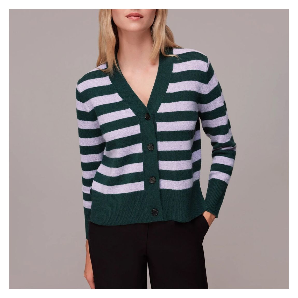 Green Stripe Wool Cardigan main product photo