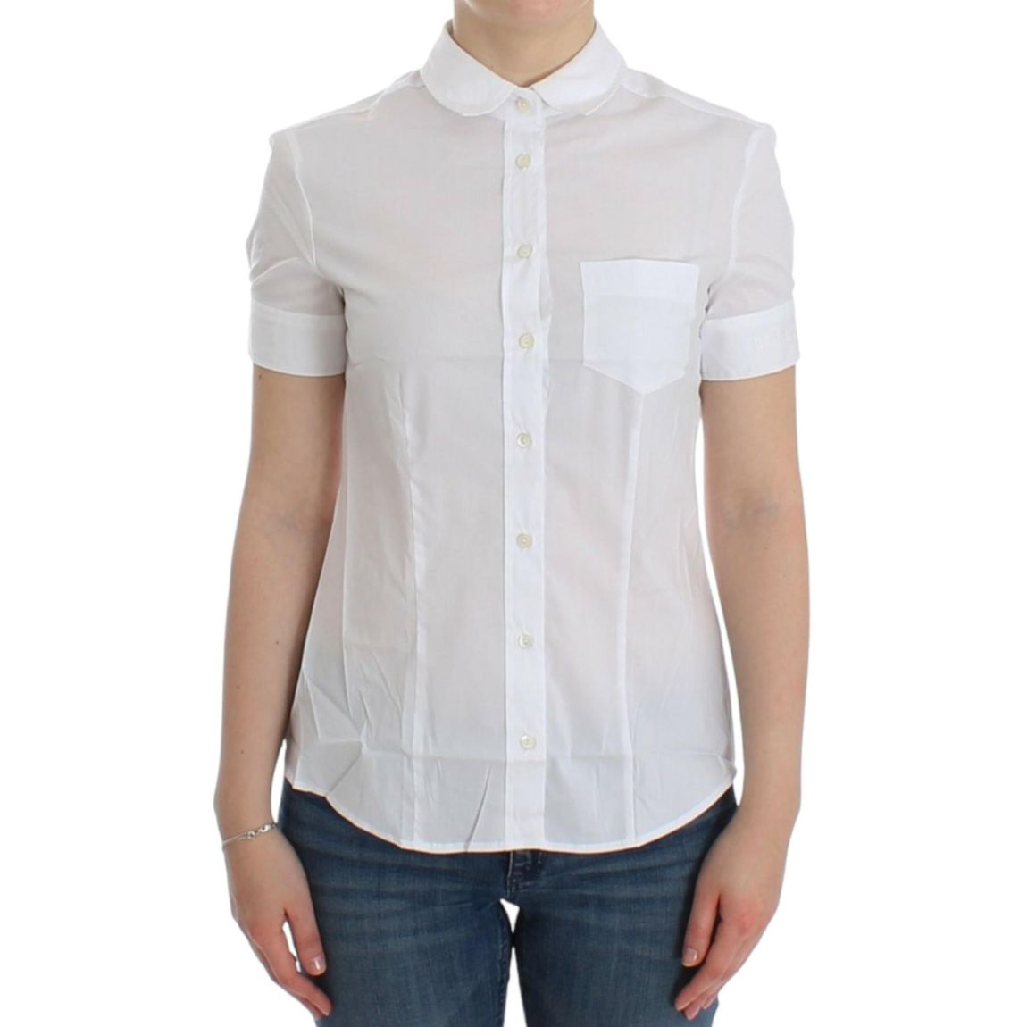 Peter Pan Collar Short Sleeve Shirt Wo - White T-Shirts main product photo