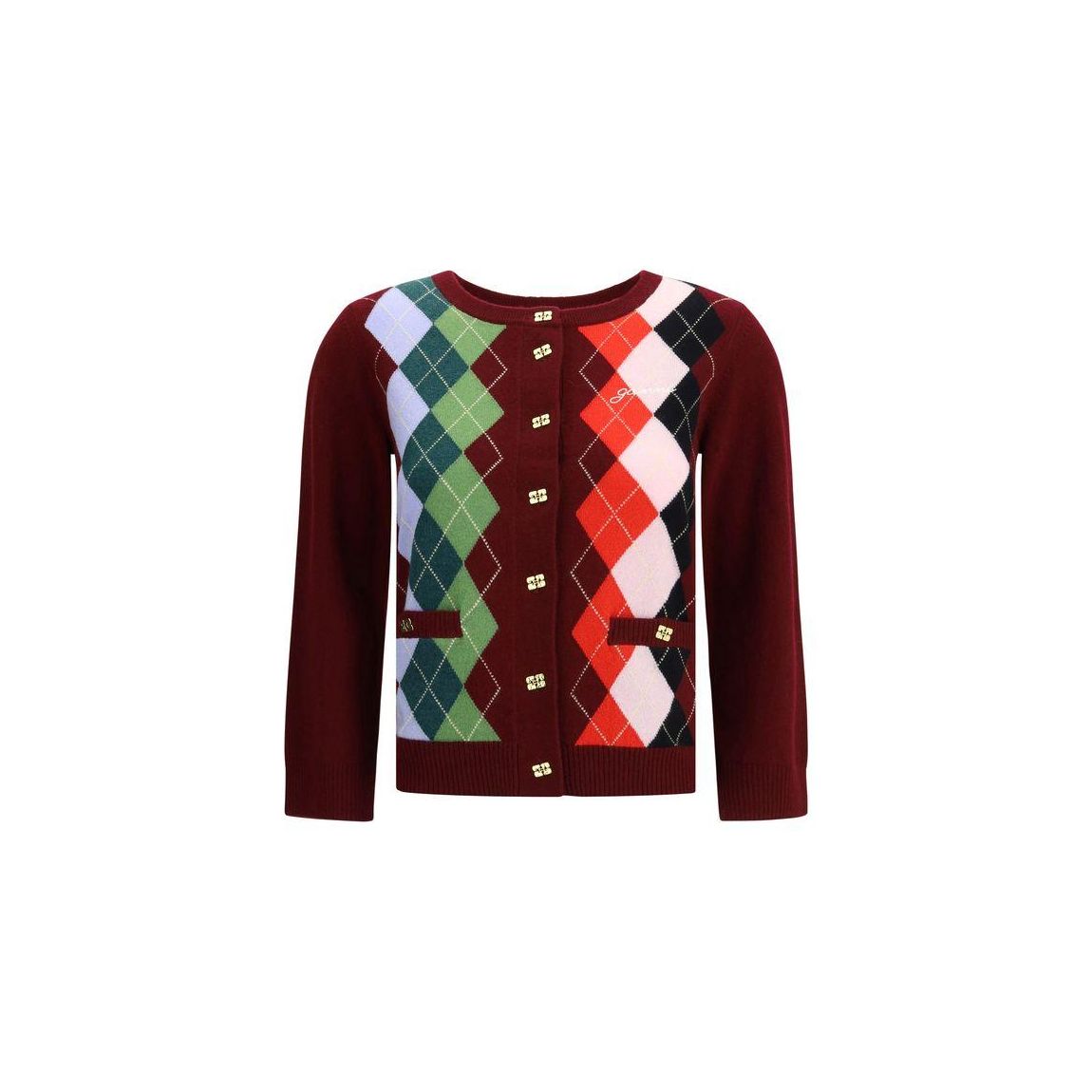 Argyle Knit Cardigan Wo - Multicolor Sweaters main product photo
