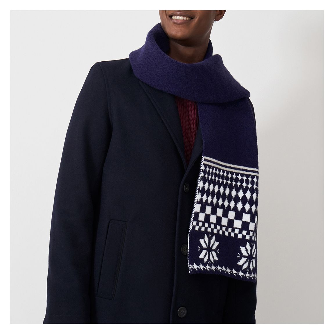 Navy Fairisle Scarf main product photo