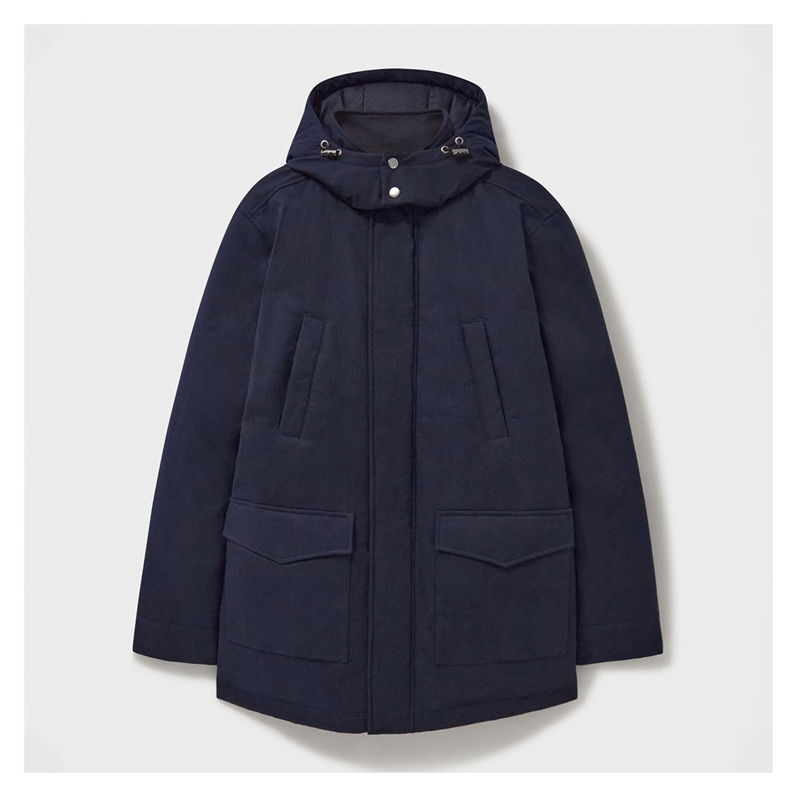 Navy Wood Cotton Parka Coat main product photo