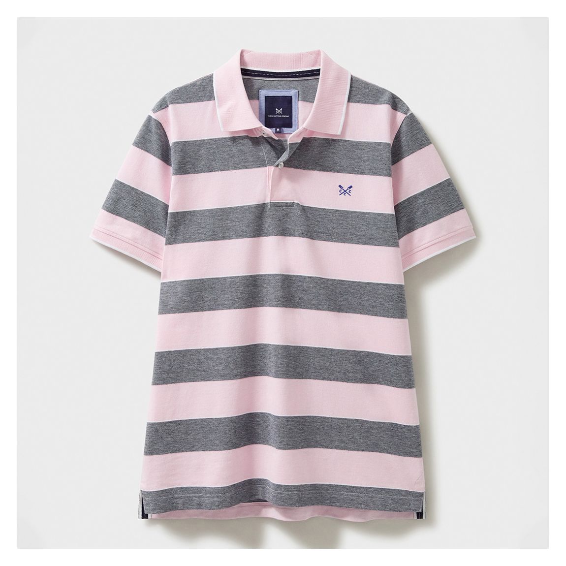 Pink/ Grey Stripe Oxford Cotton Polo Shirt main product photo