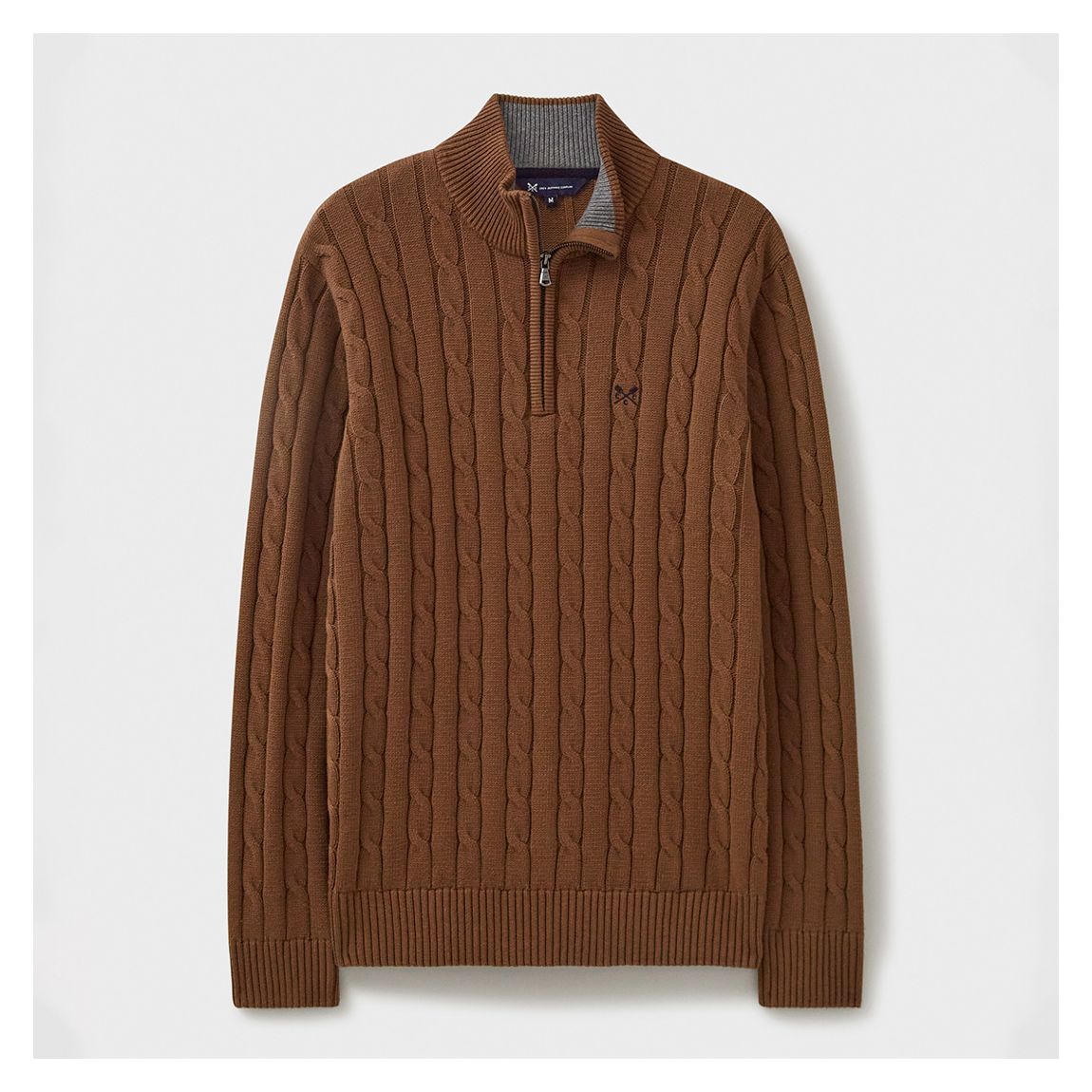 Brown Classic Cable Knit 1/2 Zip Jumper main product photo