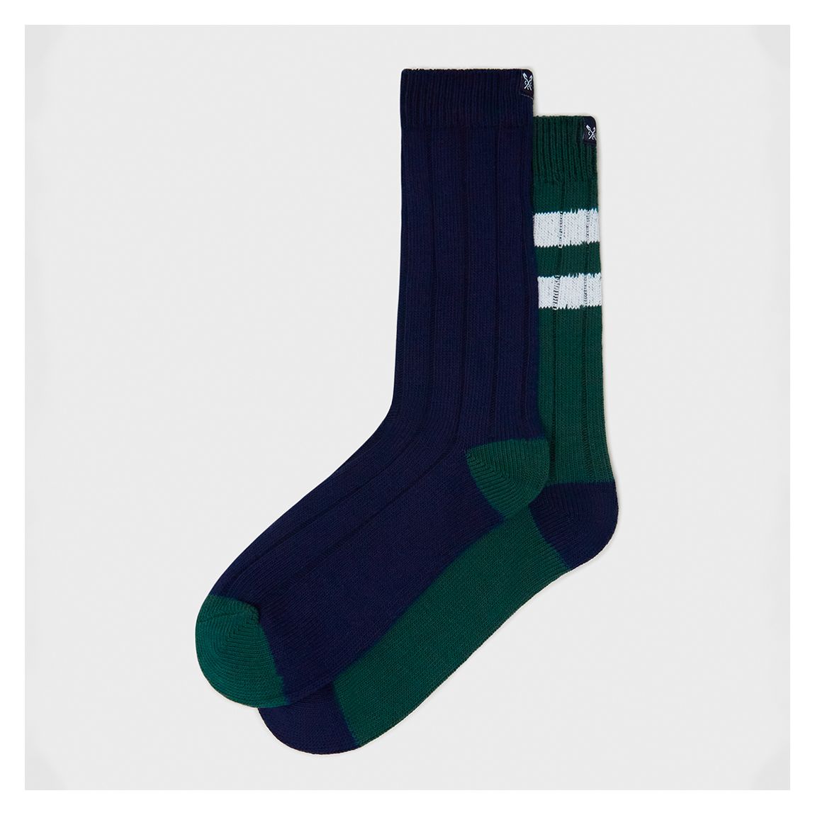 Navy/ Green 2 Pack Cotton Blend Rugby Socks main product photo