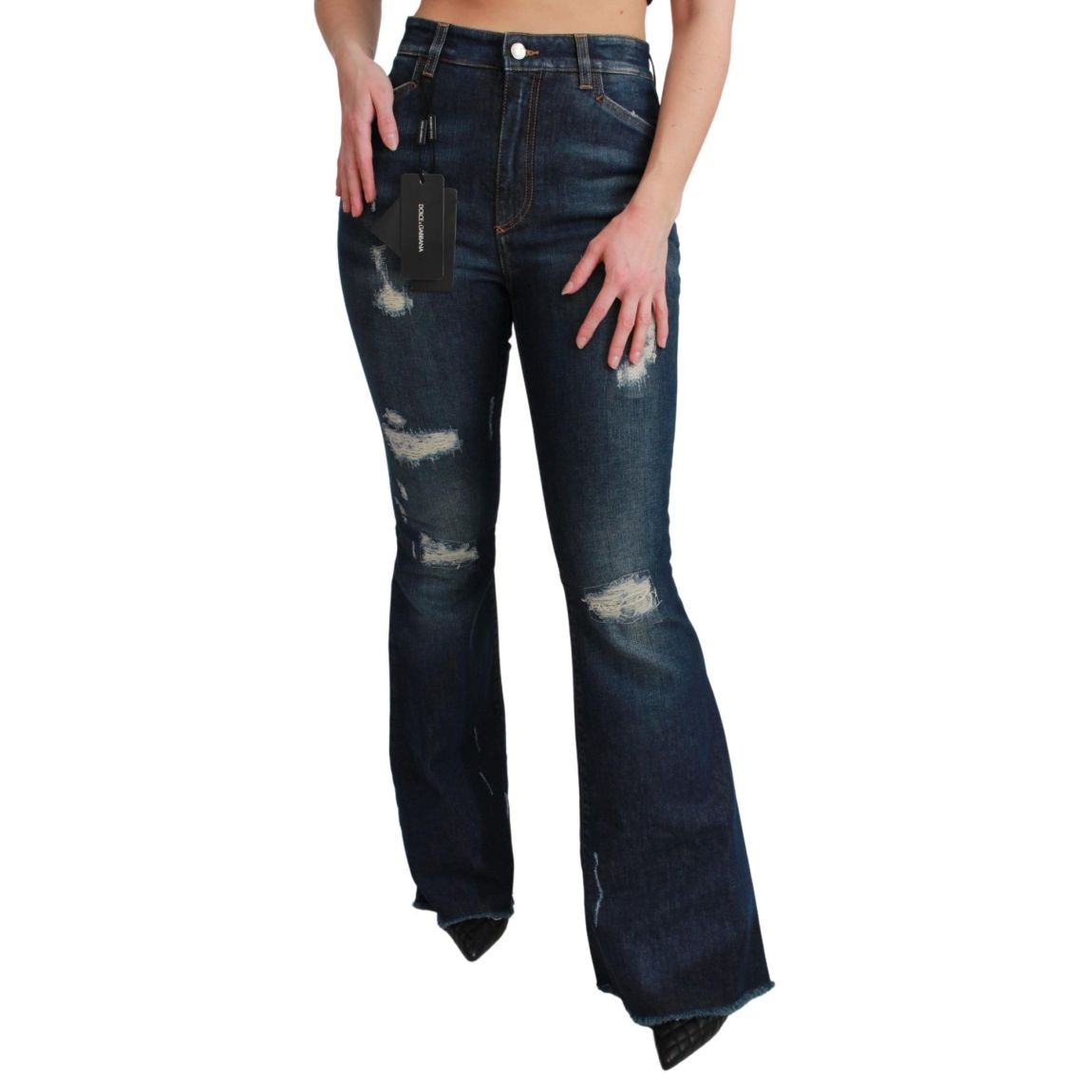 Distressed Bell Bottom Jeans Wo - Blue Jeans main product photo
