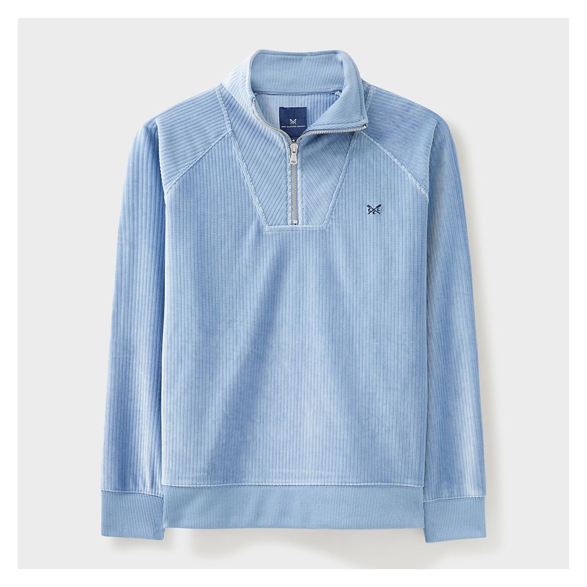 Light Blue Textured 1/2 Zip Cotton Blend Sweatshirt main product photo