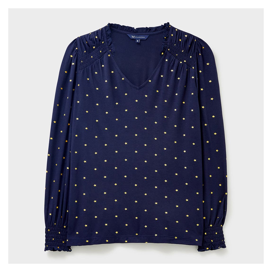 Navy/ Yellow Polka Dot Shirred Blouse main product photo