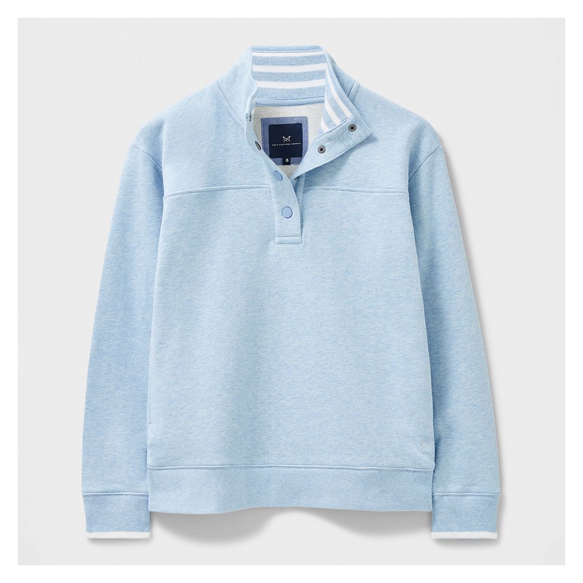 Light Blue 1/2 Popper Cotton Blend Sweatshirt main product photo