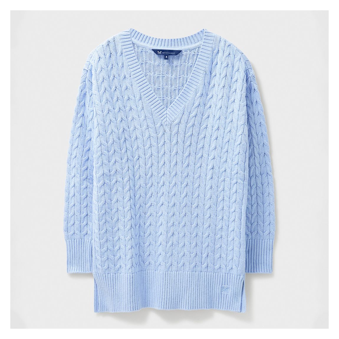 Light Blue Edna Longline Cable Knit Cotton Jumper main product photo