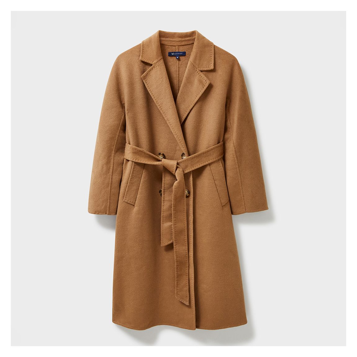 Camel Double Breasted Belted Wool Blend Coat main product photo