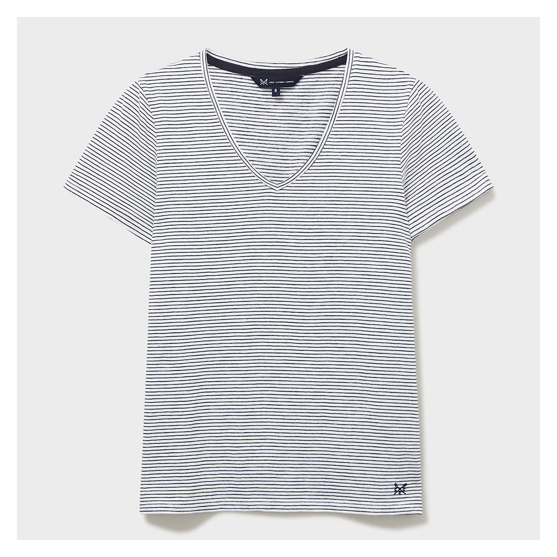 White/ Navy Stripe Slub Cotton T-Shirt main product photo
