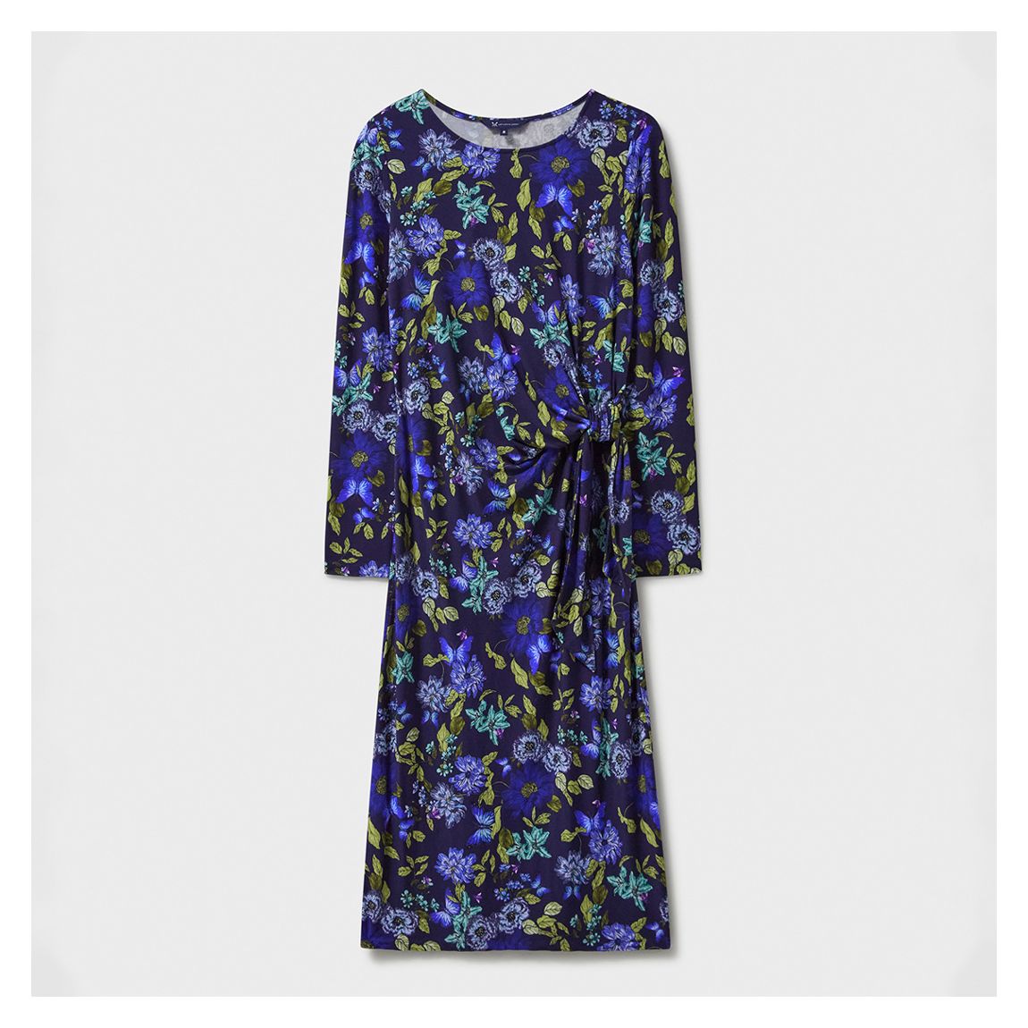 Multi Floral Satin Tie Front Dress main product photo
