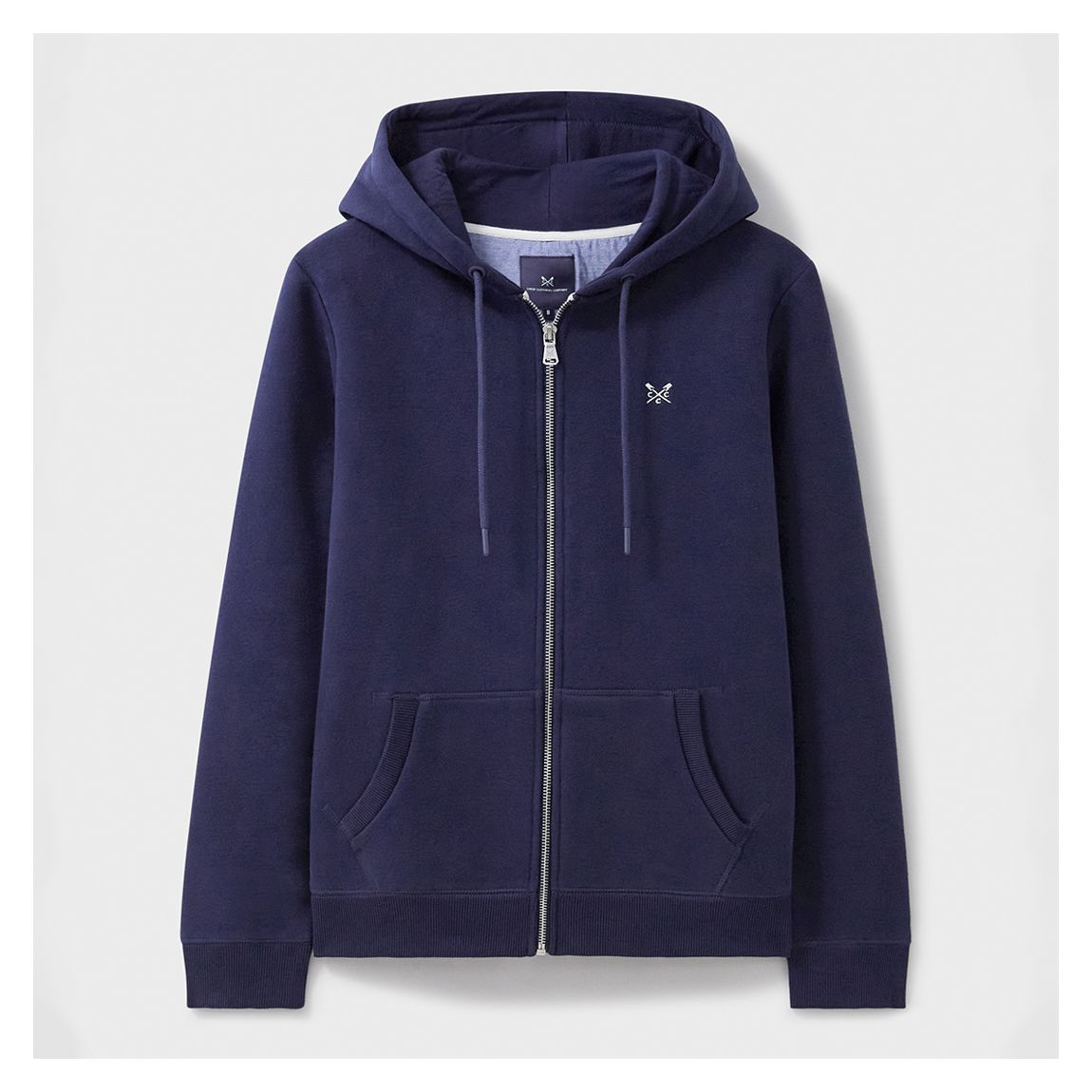 Navy Heritage Zip Through Cotton Blend Hoodie main product photo