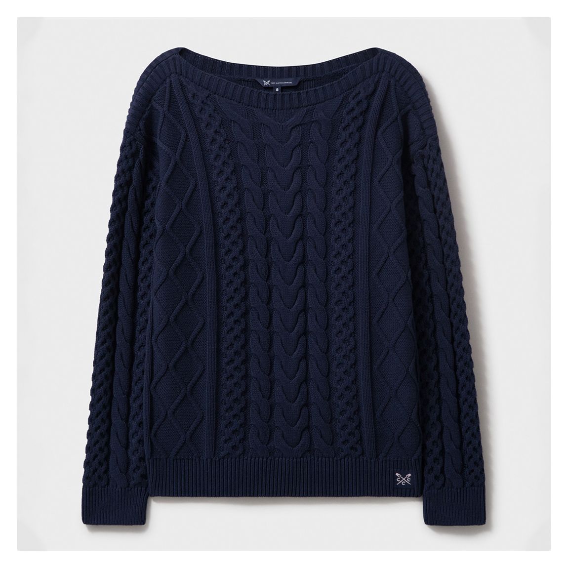 Navy Merino Wool Blend Cable Knit Jumper main product photo