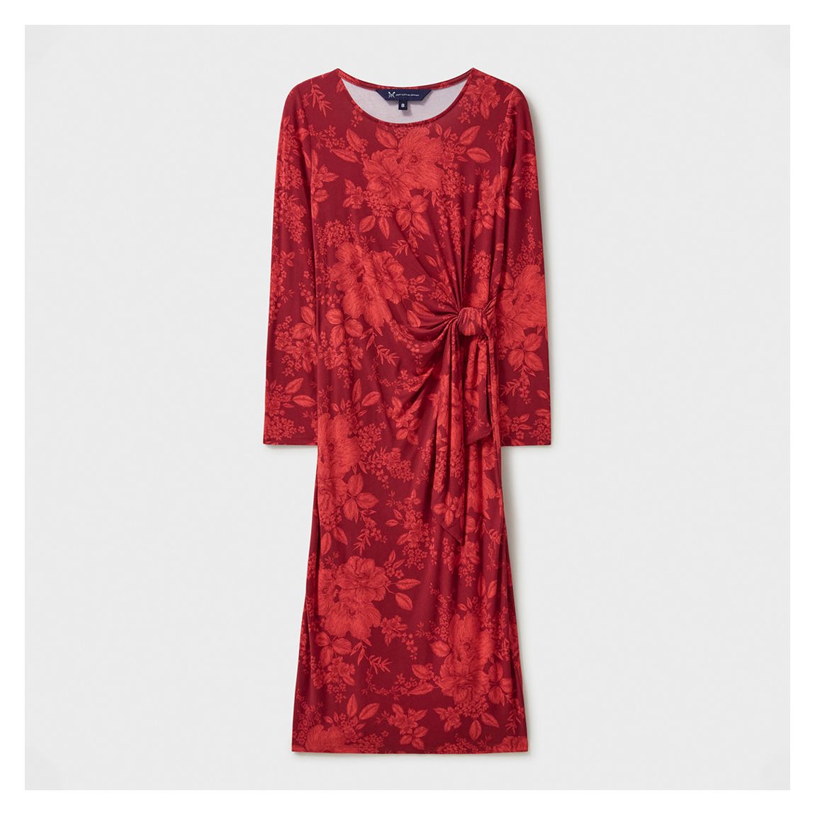 Red Floral Satin Tie Front Dress main product photo