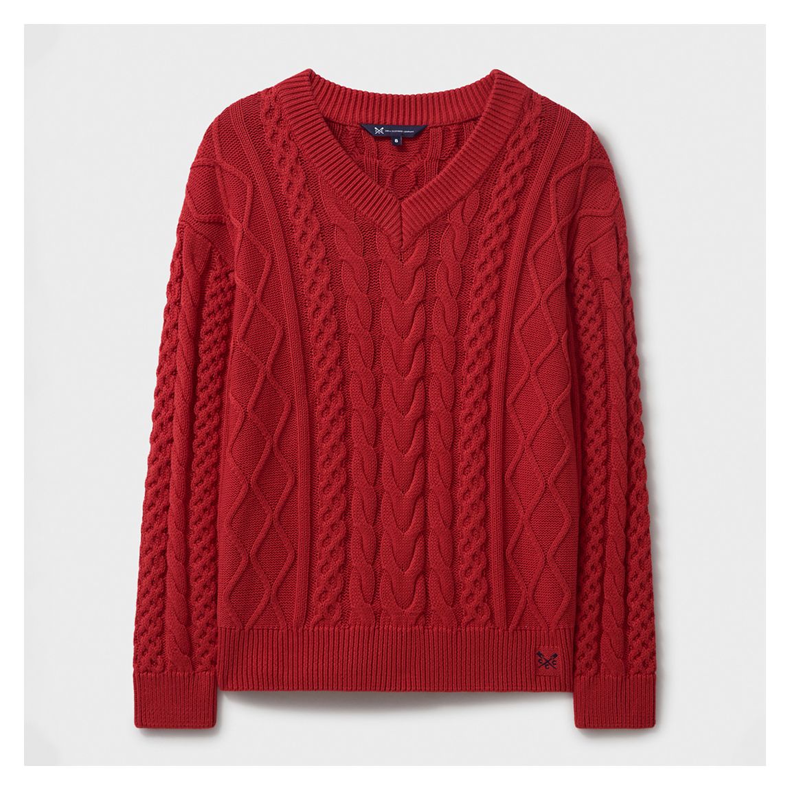 Red Merino Wool Blend Cable Knit Jumper main product photo