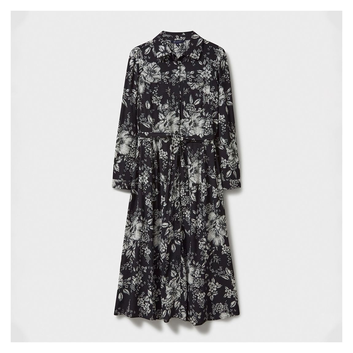 Black Floral Sienna Crepe Shirt Dress main product photo