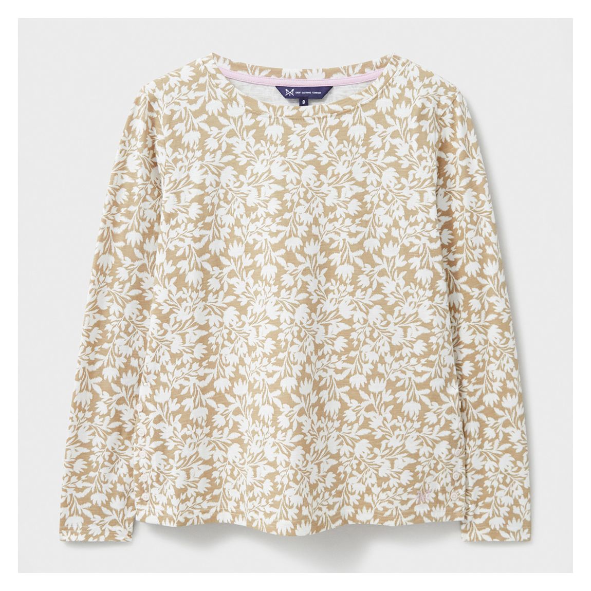 Beige/White Cassandra Floral Print Cotton Top main product photo