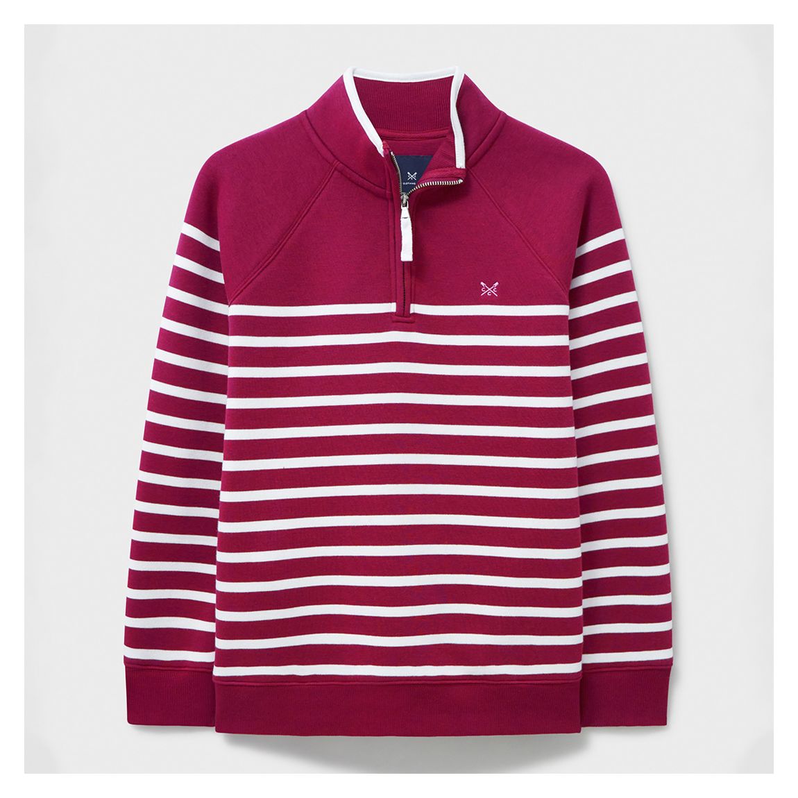 Red/White 1/2 Zip Cotton Blend Sweatshirt main product photo