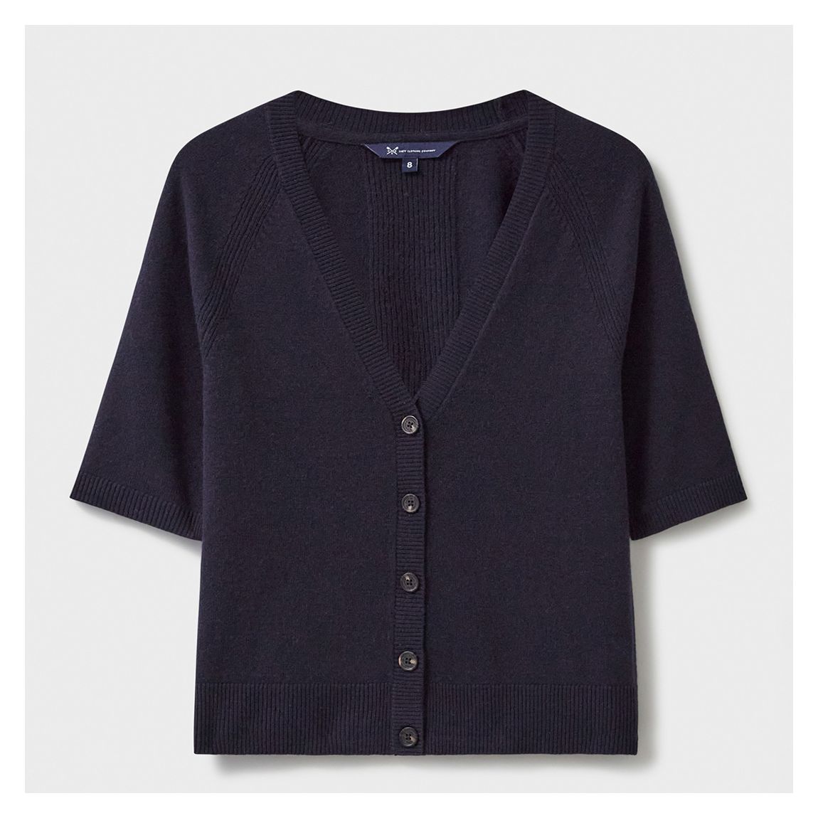 Navy Half Sleeve V-Neck Wool Blend Cardigan main product photo