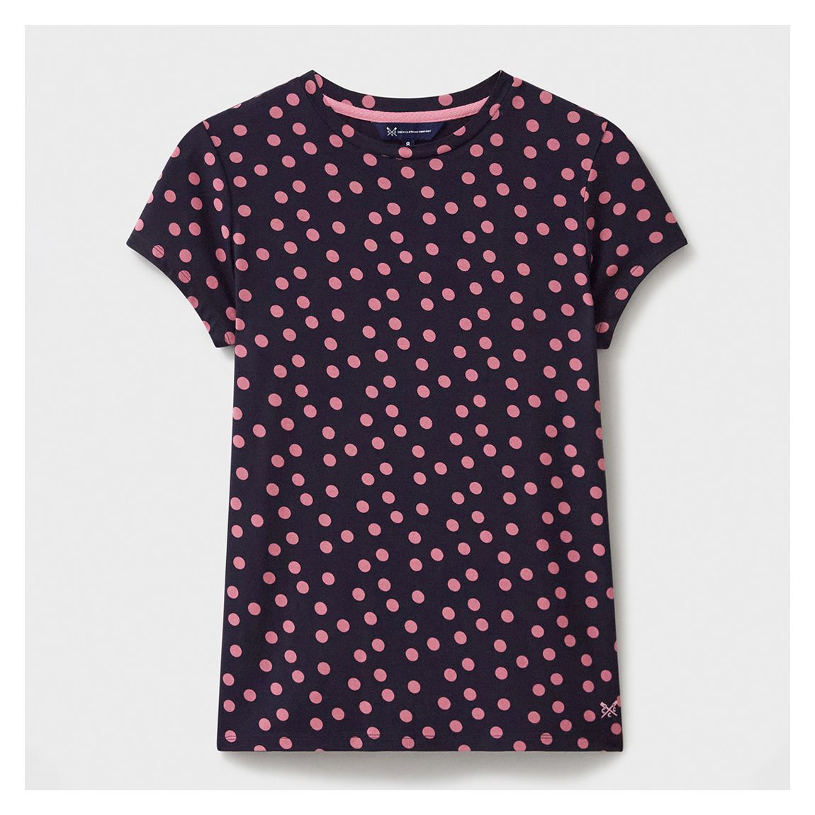 Navy/Pink Polka Dot Printed Stretch T-Shirt main product photo